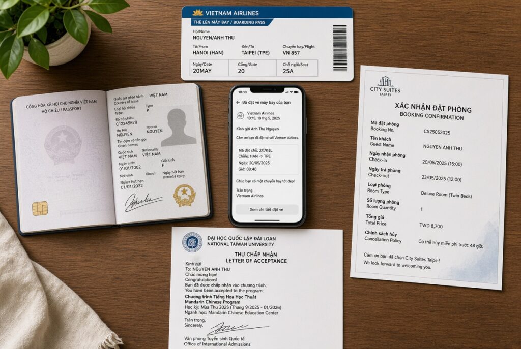 Hướng dẫn điền tờ khai nhập cảnh Đài Loan chi tiết nhất 2026 (Taiwan Arrival Card – TWAC) 3 Bộ giấy tờ cần chuẩn bị trước khi bắt đầu điền tờ khai TWAC.